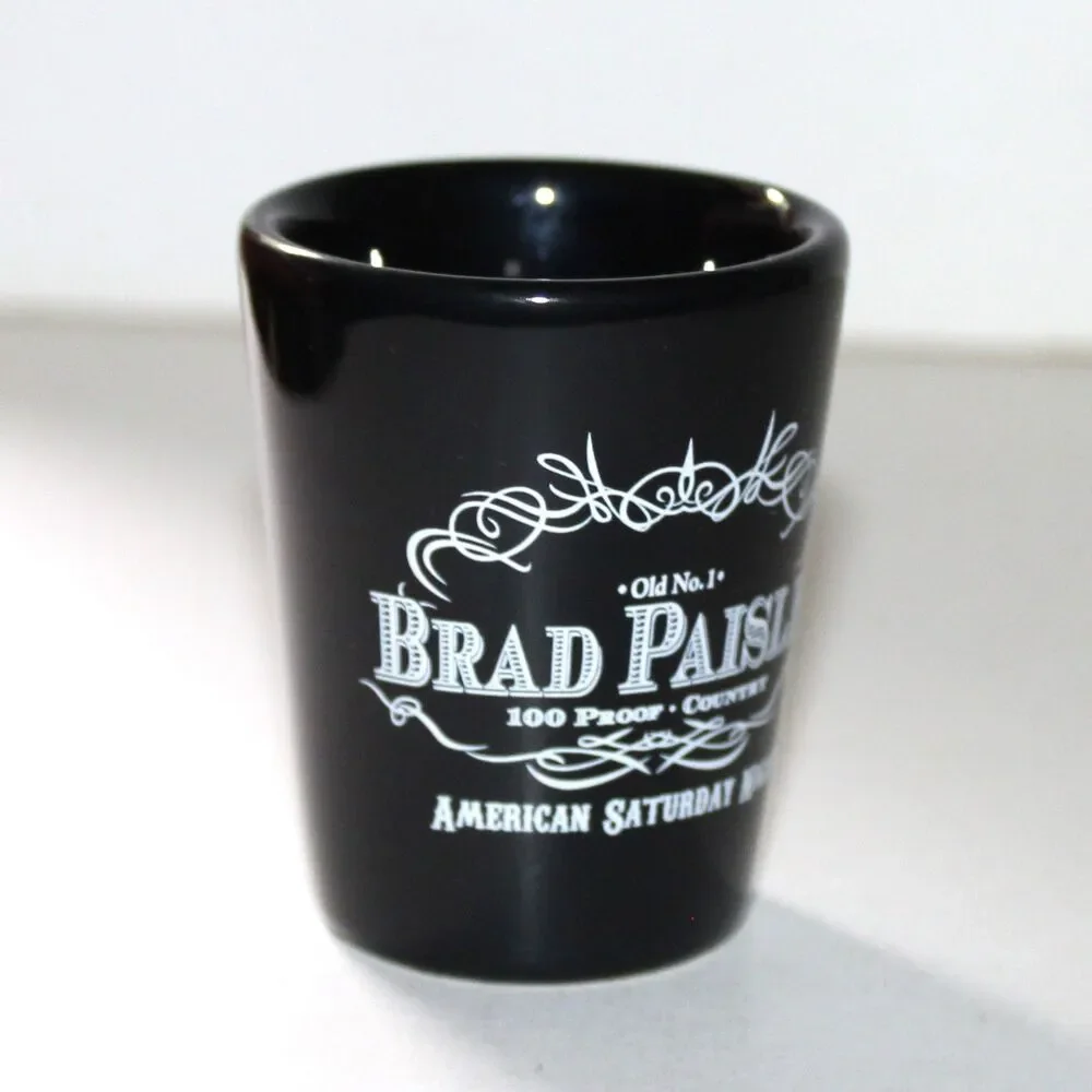 Brad Paisley American Saturday Night Shot Glass black ceramic Country Music